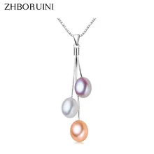 ZHBORUINI, модное жемчужное ожерелье, Жемчужное ювелирное изделие, разноцветный натуральный жемчуг, подвеска, 925 пробы, Серебряное ювелирное изделие для женщин, подарок