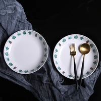 ceramic plate 8 inch dinnerware round meal rice salad steak dish green bone china western household kitchen supplies tableware