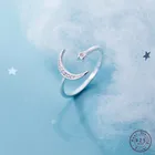 WANTME регулируемые милые минималистичные кольца со звездой и Луной для женщин из натурального серебра 100% пробы ювелирные изделия аксессуары