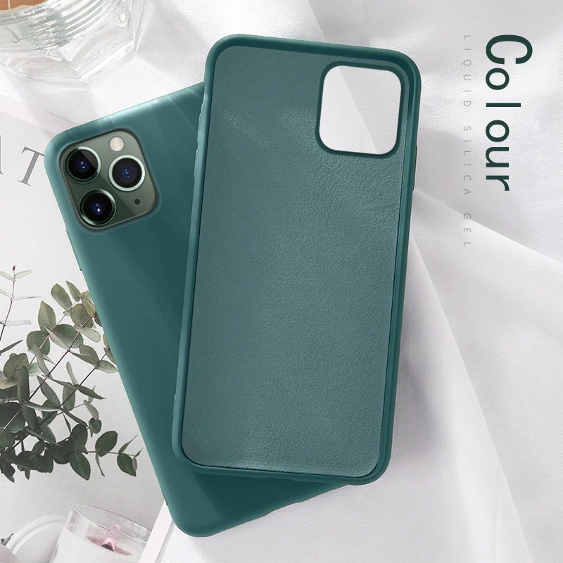 Жидкий силиконовый чехол для телефона iPhone X XS XR 6S 7 8 Plus 11 Pro Max 12 противоударный