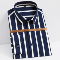mens fashion long sleeve silky fabric striped shirts single patch pocket work casual standard fit easy care classic dress shirt