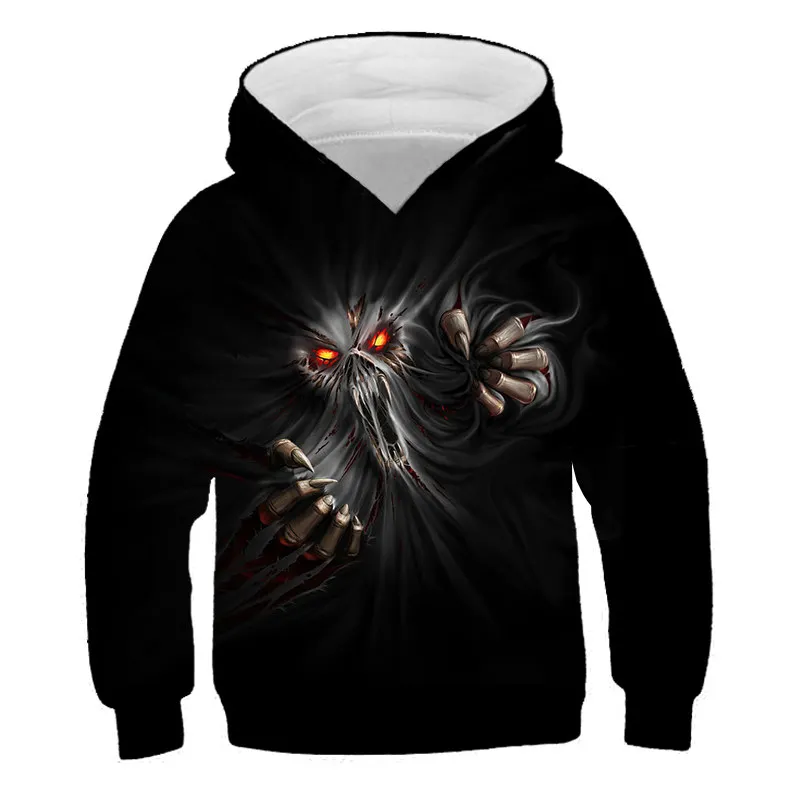

4-14 Years Old Children Long Sleeve Cartoon Print Ghost Skull Pullover Kids Fashion Boys Girls 3D Fashion 2020 Autumn Sweatshirt