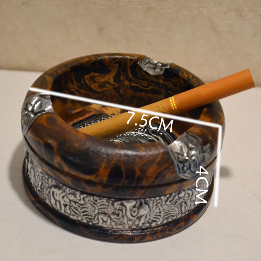 Круглая деревянная пепельница винтажный чехол с рисунком слона настольное