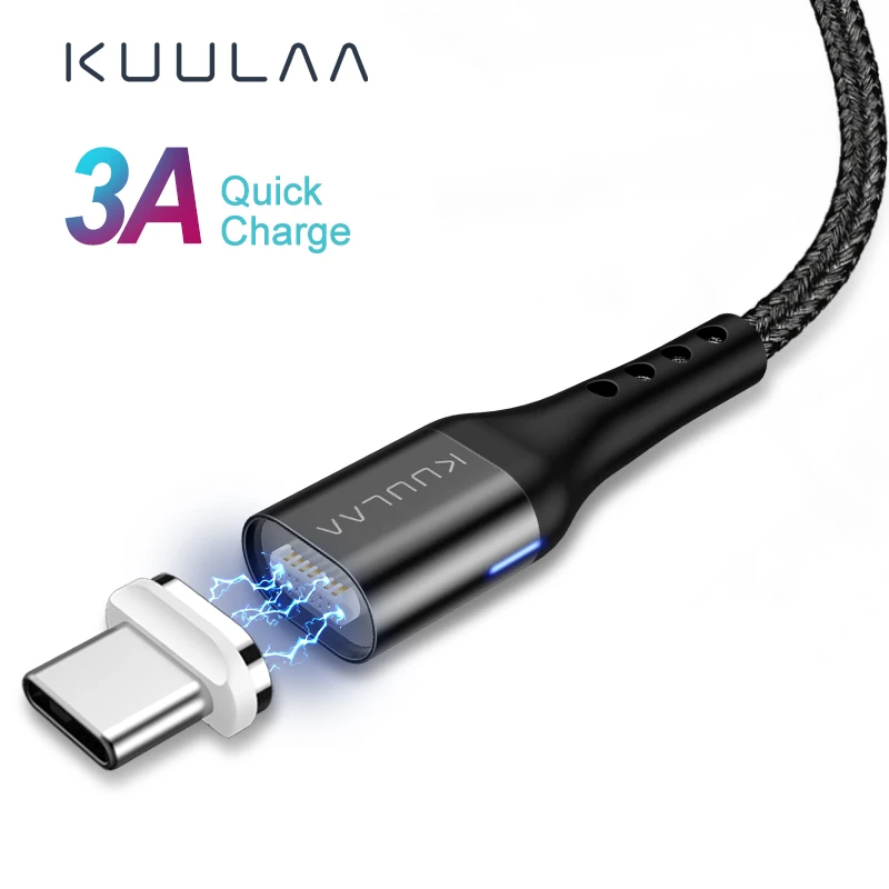 KUULAA Магнитный кабель type-C USB Быстрый зарядный адаптер для samsung Xiaomi Mi 8 9 huawei зарядное устройство магнит Type C зарядка USB C шнур