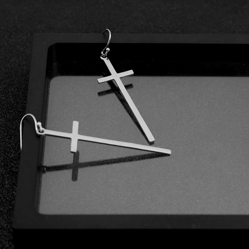 1 шт. длинные серьги с большим крестом для женщин и мужчин панк рок хип хоп клипсы