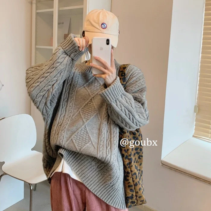 

Осень 2021, зимний свитер, женские топы, вязаный пуловер, женская мягкая теплая толстая верхняя одежда