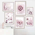 Настенная картина с изображением розовых цветов, вишни, Далии, магнолии