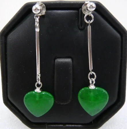 

wholesale lovely ladies green heart Natural jade earring #fashion jewelry