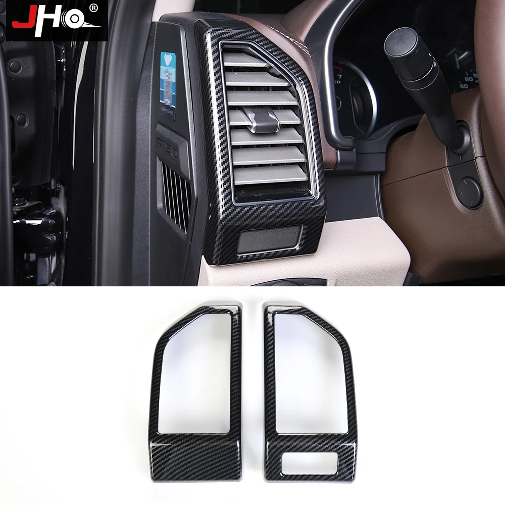 

JHO ABS Carbon Grain Dashboard Side Vent Outlet Overlay Cover Trim for Ford F150 2015-2020 Raptor 2019 2018 Gen2 Car Accessories