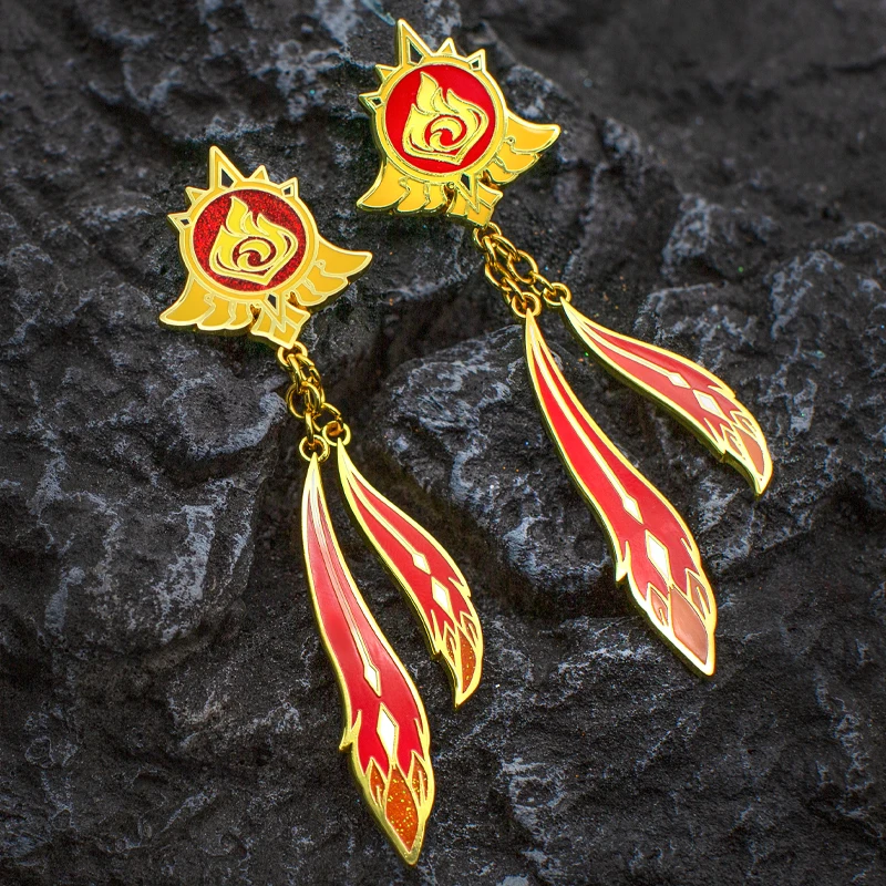 

Game Genshin Impact Amber Eye of God Luminous Imitation Enamel Cosplay Metal Badge Button Brooch Pins Bag Collection Pendant
