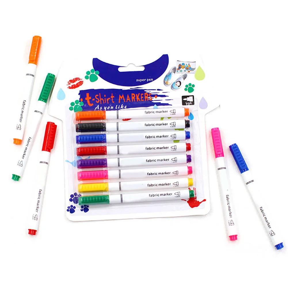 

Fabric Markers Pens Permanent Paint Marker Fabric Pen 8 Colors Art Markers for Clothes Canvas T-shirt Shoes EM88