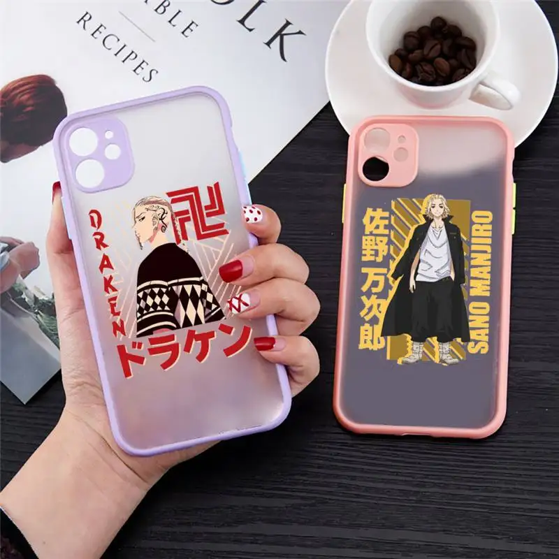 

Tokyo Revengers Anime Phone Case For iPhone 13 12 11 Mini Pro XR XS Max 7 8 Plus X Matte transparent Purple Back Cover