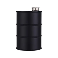 500ml circular liquor flask storage bar drink stainless steel whiskey flagon wine pot leakproof black outdoor oil drum shape