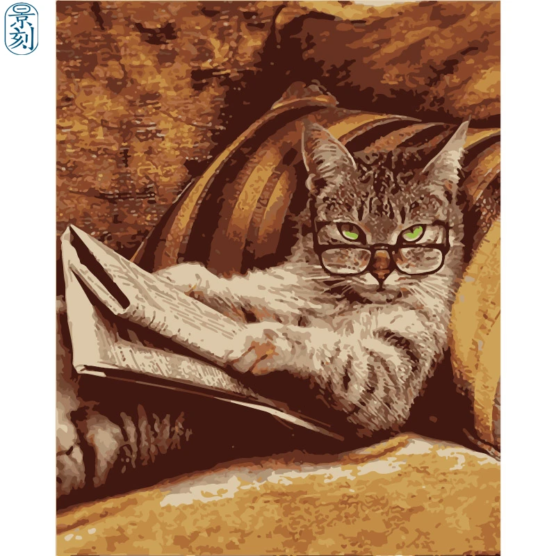 Кошачья серия. Ручная работа краска высокое качество холст Красивая ing по номерам