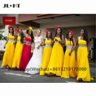 Африканское желтое платье подружки невесты на одно плечо 2021, кружевное шифоновое черное платье для девушек невесты на свадьбу, вечеринку, платье для женщин