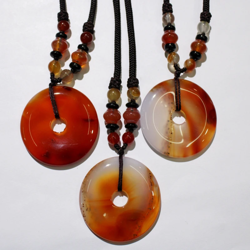 

Wholesale 4pcs Natural Stone Red Agates Red Jasper Round Donut Pendant for Diy Jewelry Making Men's Women's Couple Necklace