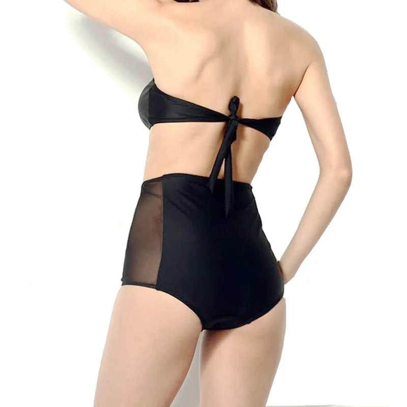 

European and American Spot Swimsuit Bikini New Swimwear Women's Swimsuit Sexy Black See-through Mesh High Waist Bikini
