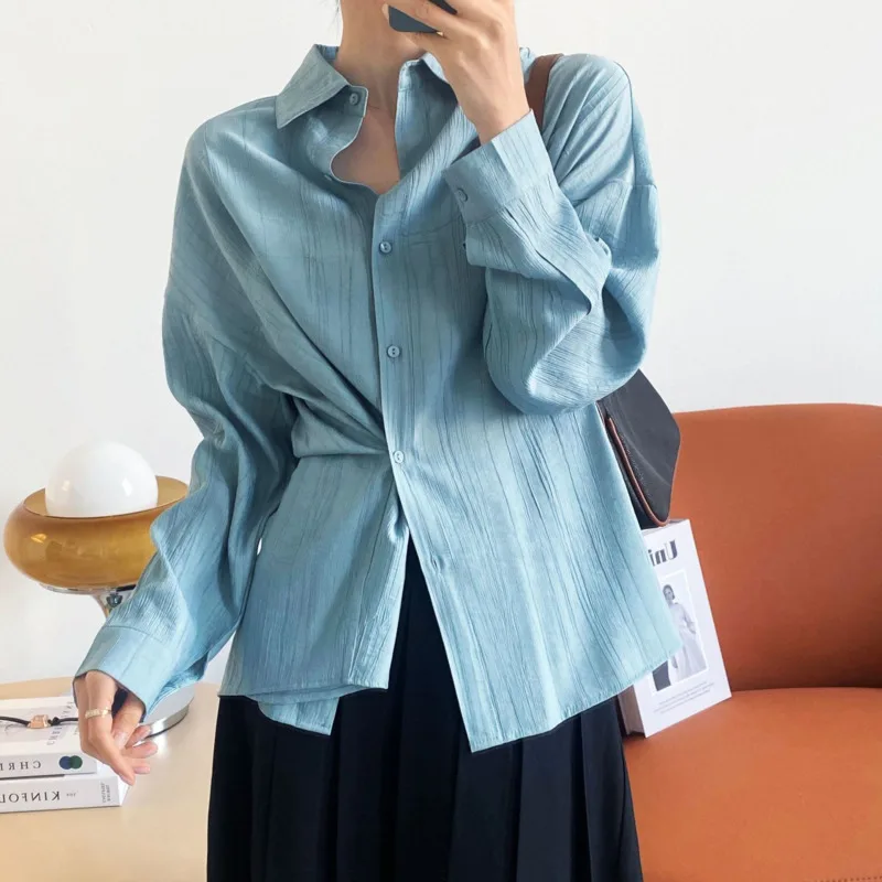 

Сезон: весна-лето с длинным рукавом, женские рубашки для мальчиков с отложным воротником Clooar Элегантное однобортное пальто женщин повседне...