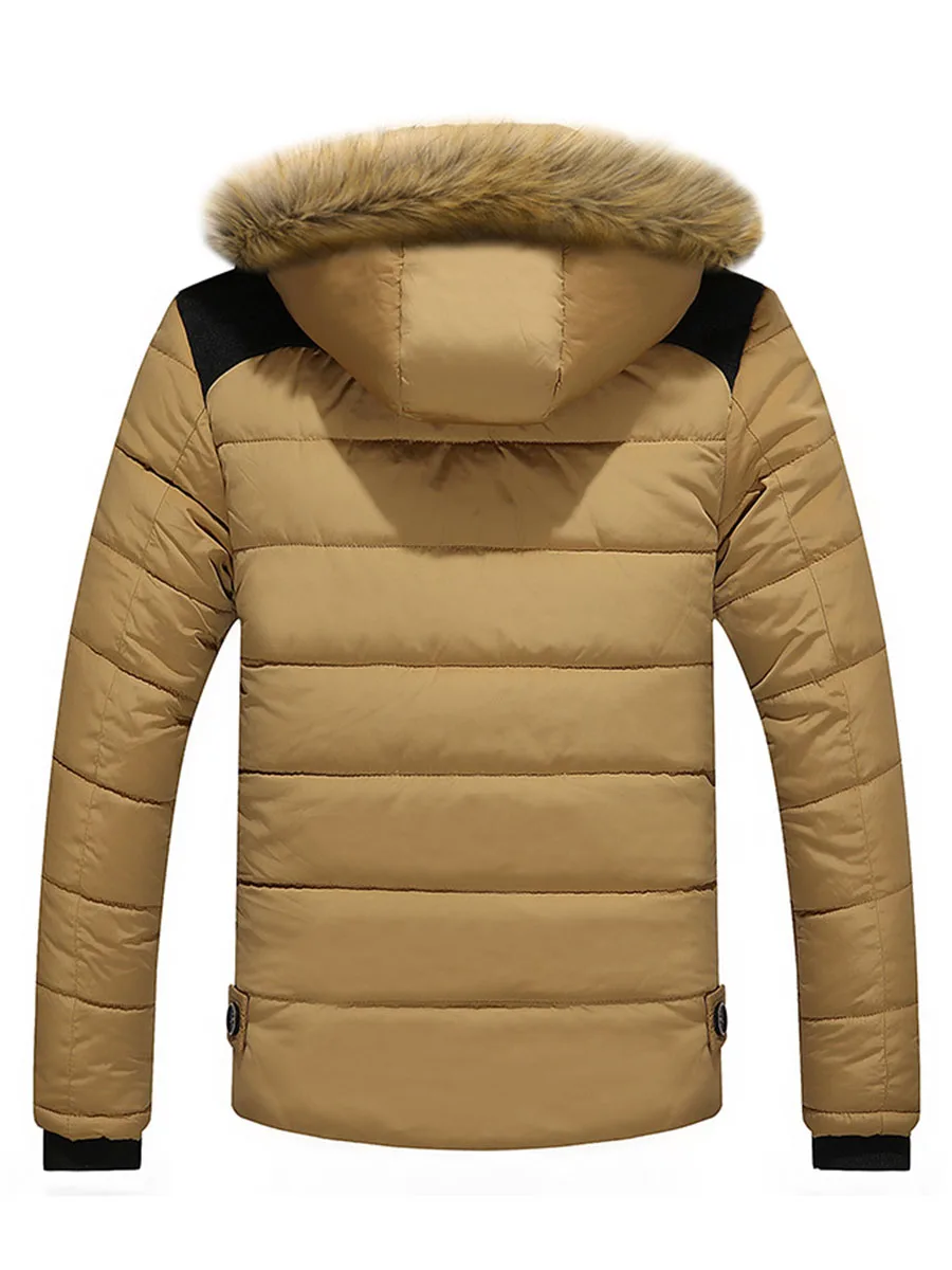 Мужское зимнее пальто с капюшоном меховые теплые куртки базовая верхняя одежда