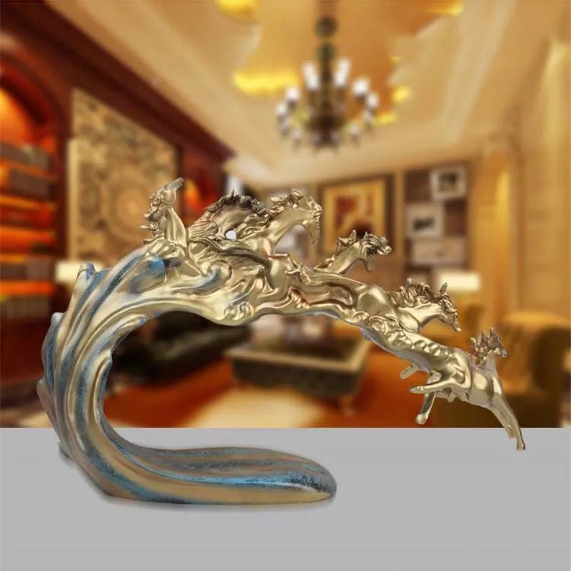 

New Retro Six Horse Statues Sculptures Geometric Animal Decoration Statue Resin Crafts Home Accessories Gifts