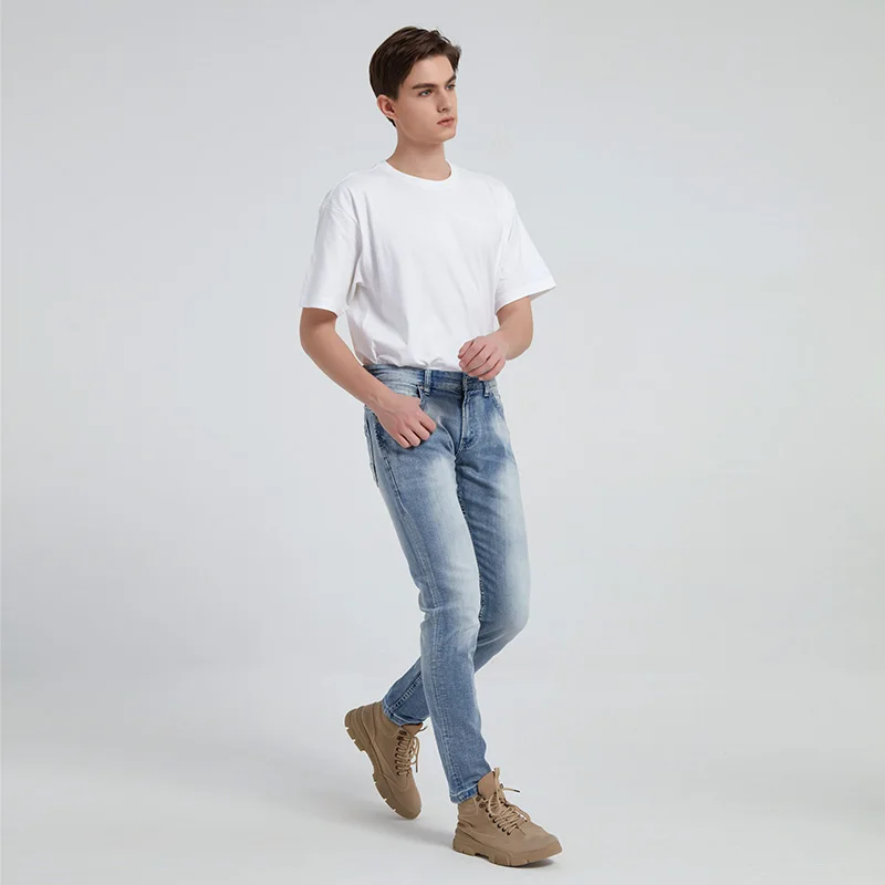 Italian Style Fashion Men Jeans Retro Light Blue Slim Fit Casual Vintage Designer Jeans Men Korean Classical Cotton Denim Pants