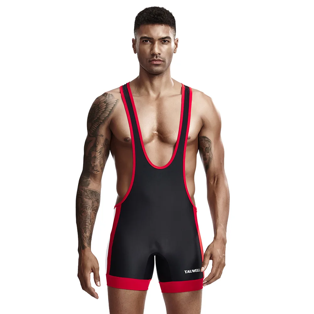Черный Tauwei Man Full Body Leotards Wrestling singlet Mens Body Building Swimsuit Gym Bodywear Man Tight Swimwear - Цвет: Черный