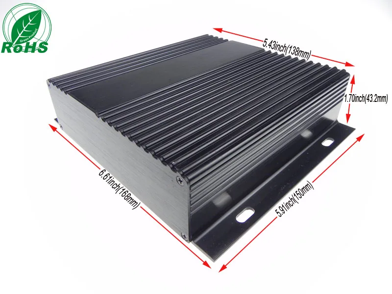2pcs 150*168(138)*43.2mm black color aluminium case diy aluminium mounting plate project box images - 6