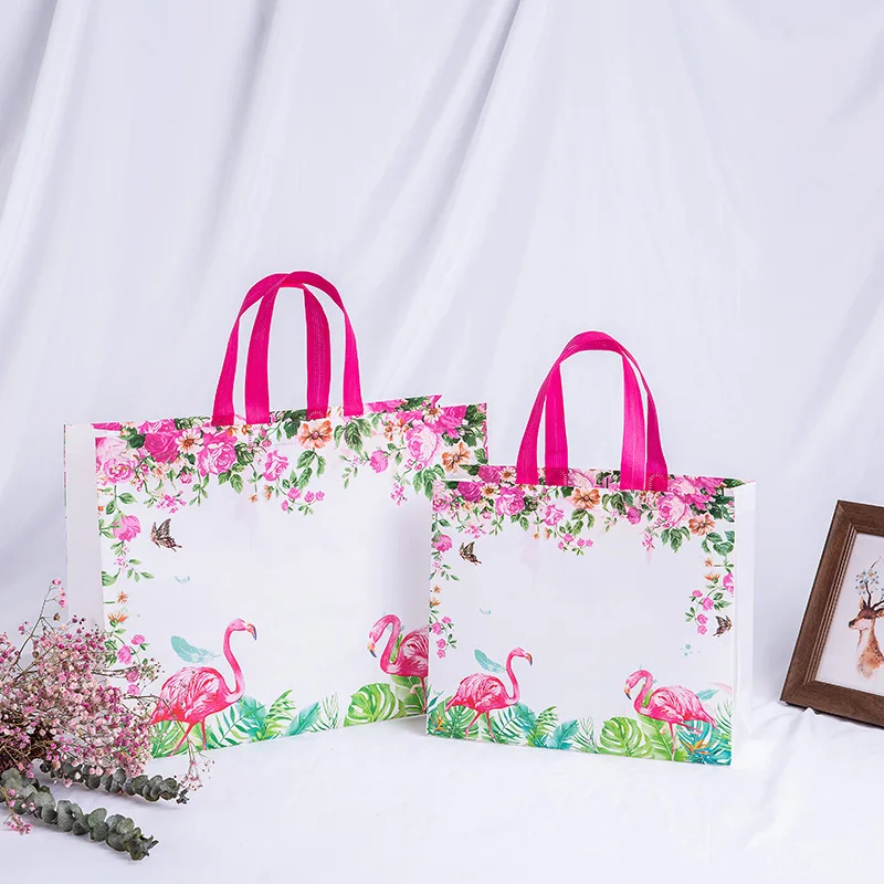 

Flamingo Printed Reusable Shopping Bag Non-woven Fabric Travel Storage Tote Pouch Fashion Casual Foldable Large Eco Grocery Bag