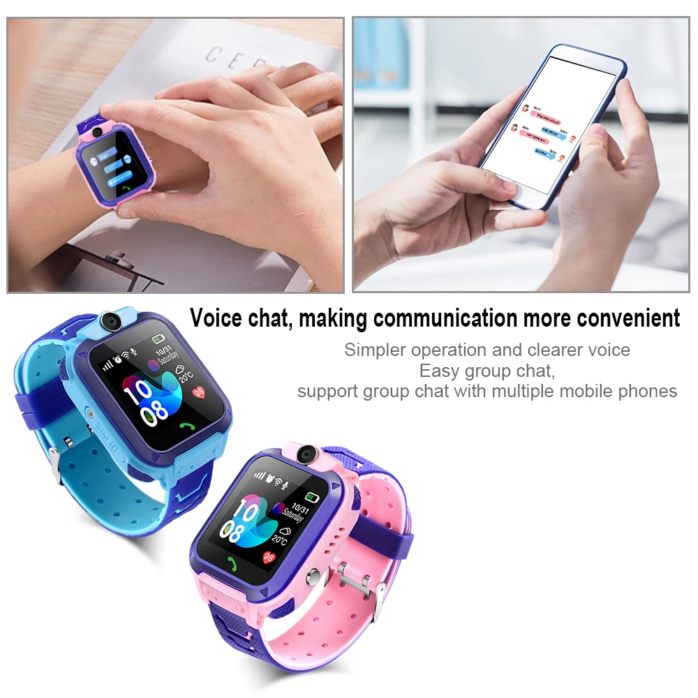 childrens smart watch sos anti lost smartwatch 2g sim card clock phone location tracking photo waterproof ip67 childrens gift free global shipping