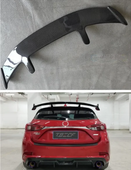 Подходит для Mazda Axela хэтчбек спойлер 2014 2020 Высокое качество углеродного волокна