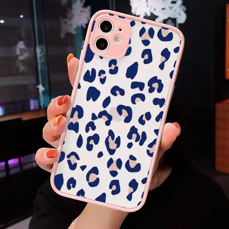 

Leopard Print Phone Cases Matte transparent For Pink iPhone 12 Mini 11 Pro XR XS Max 7 8 Plus X Back Cover