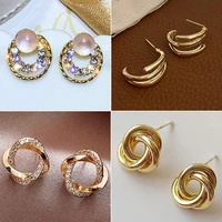 fashion earrings jewelry 2021 stainless steel ladies korean temperament geometric wholesale earrings earrings romantic and sweet