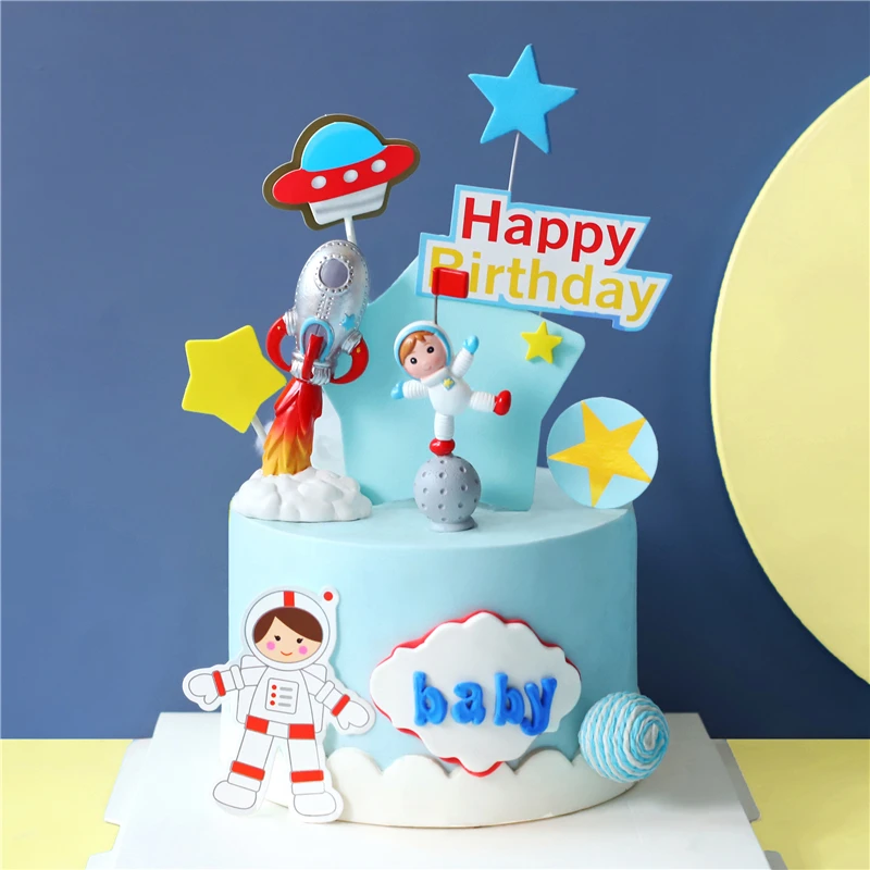 Топпер для торта Ins Rocket с белыми облаками украшение подвеска в виде космонавта и