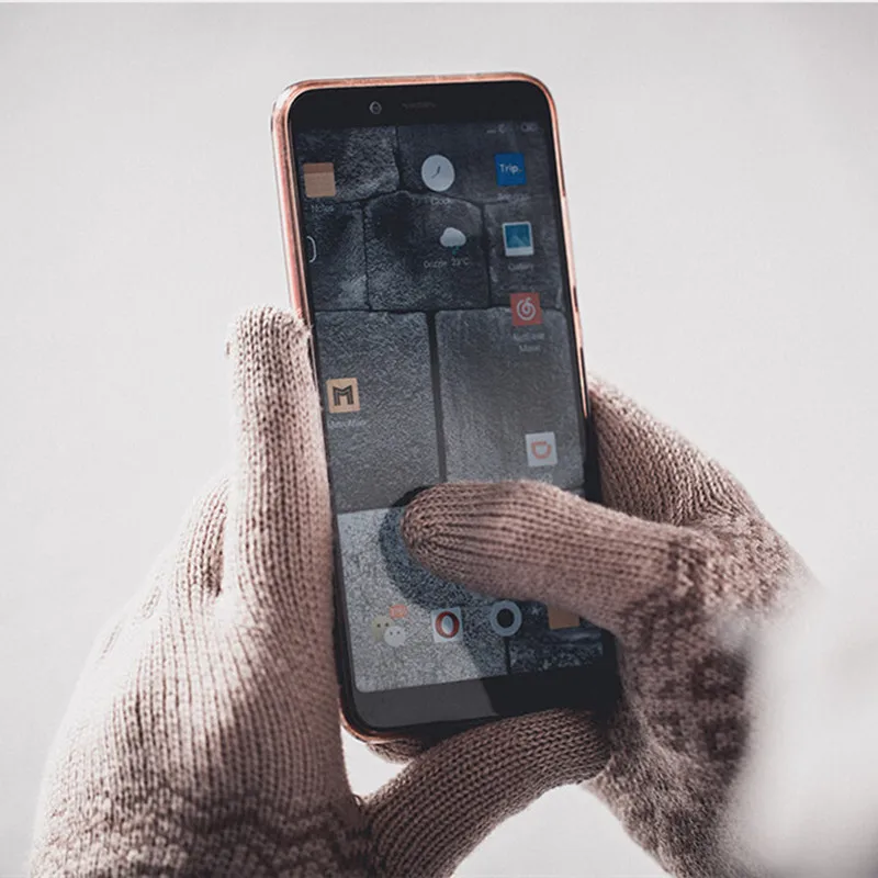 Оригинальные перчатки для сенсорного экрана Xiaomi FO зимние теплые шерстяные iphone