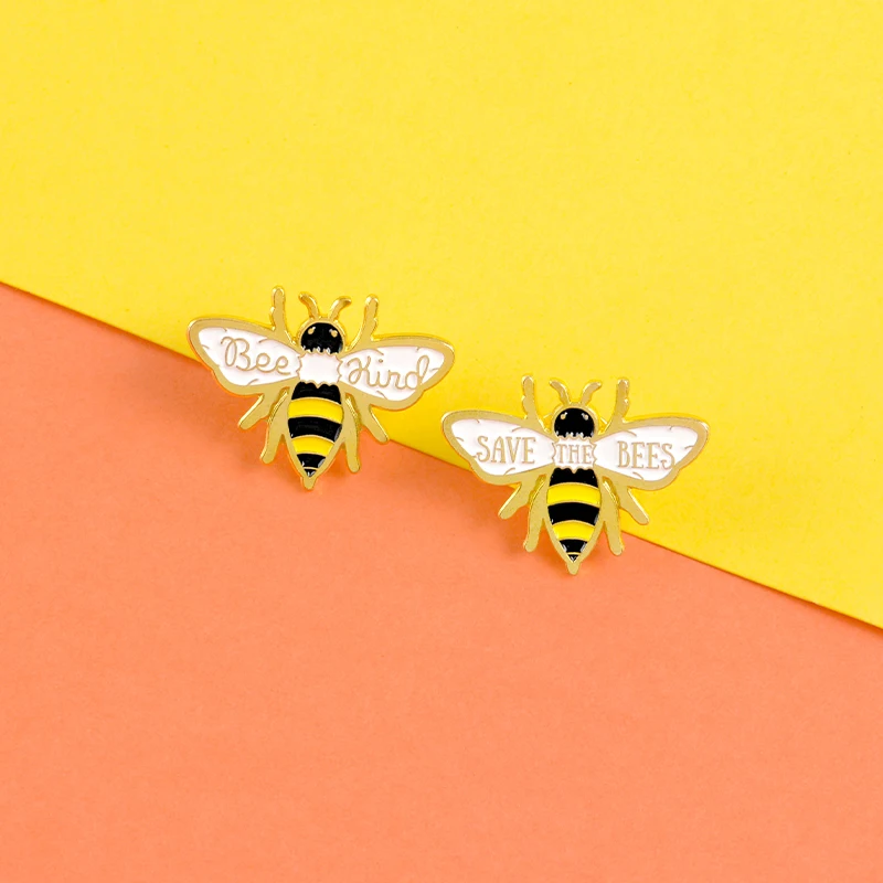 Bee Enamel Pins Collection Bee Kind Inspirational Badges Save The Bee Motivational Honey Bee Enamel Pin Quote Lapel pin Brooches Animal Gifts