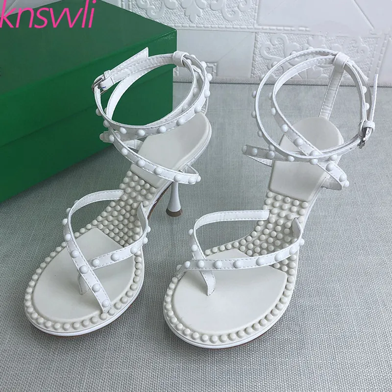 

New Sandals Women High Heels Gladiator Sandals Woman Rivets Flip Flops Summer Shoes Women Heeled Sandals Woman Femmes Sandales