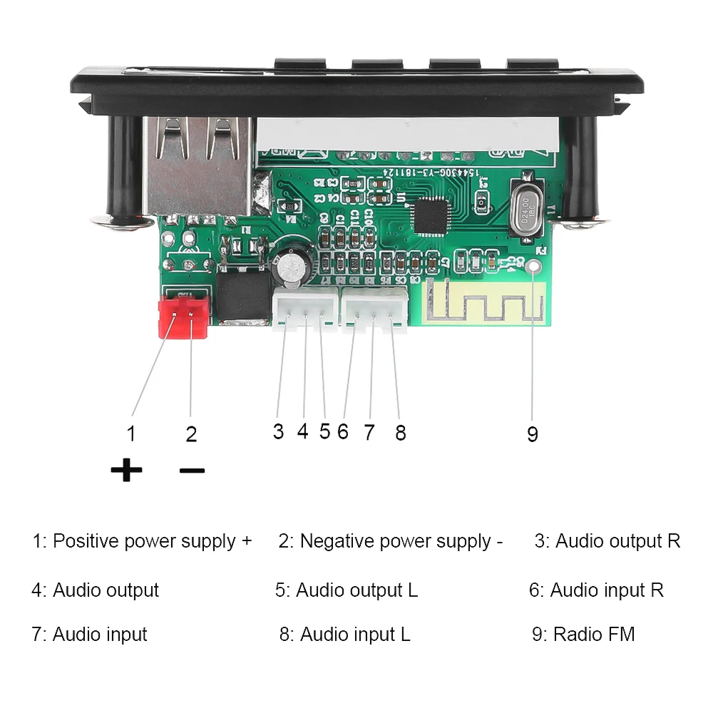 USB AUX Bluetooth FM радио V5.0 беспроводной ресивер MP3 плеер 5 в 12 В Mp3 декодер плата модуль 1
