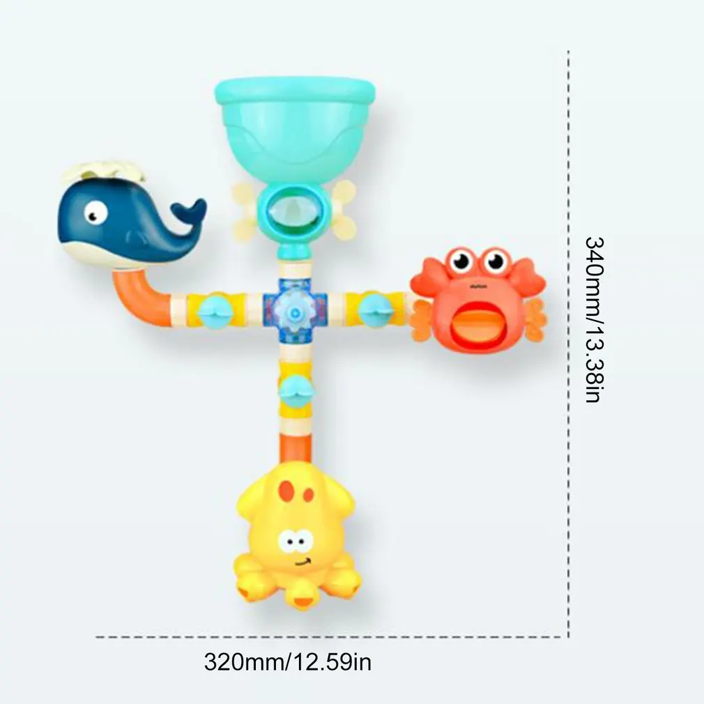 

Pipe Waterwheel Turns Around Infant Bath Toys Bathroom Plumbing Switch Torsion PVC Strong Suction Cup