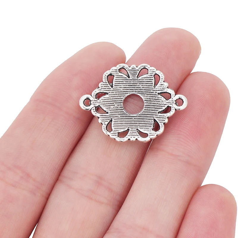 Шармы-подвески тибетские серебряного цвета из цинкового сплава ZXZ 28x21 мм