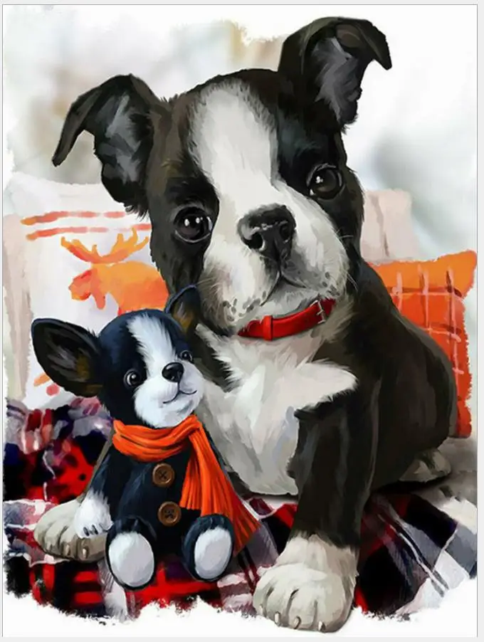 Вышивка в виде щенка с бриллиантами полностью квадратные животные daimond картины