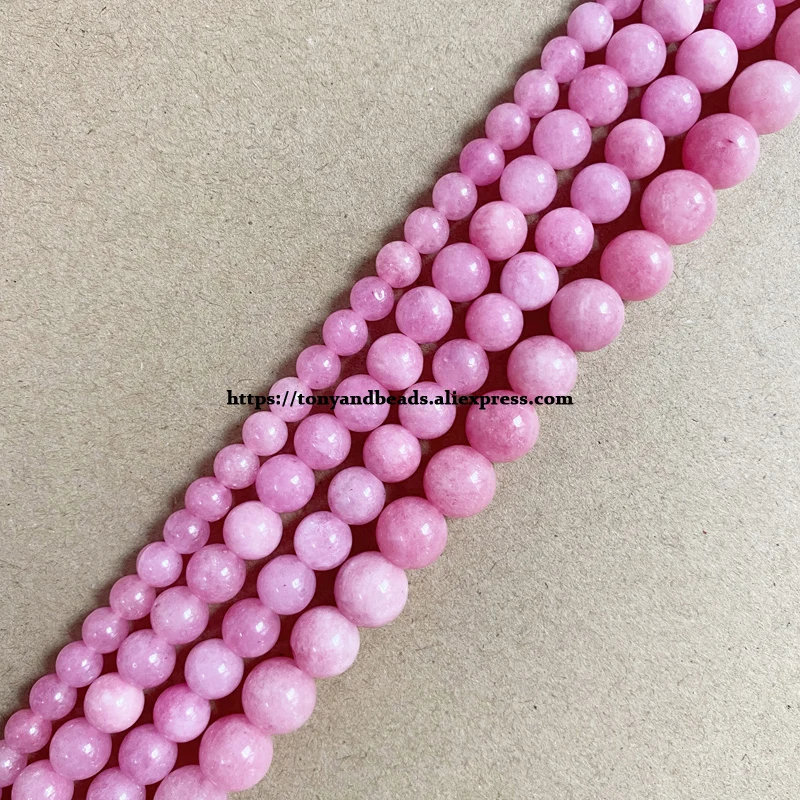 Natural A Quality Rhodonite Color Rose Jade Stone Round Loose Beads 6 8 10MM Pick Size For Jewelry Making DIY