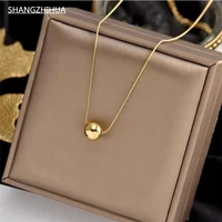 classic simple ball pendant titanium steel short necklace for woman korean fashion jewelry girls accessories clavicle chain