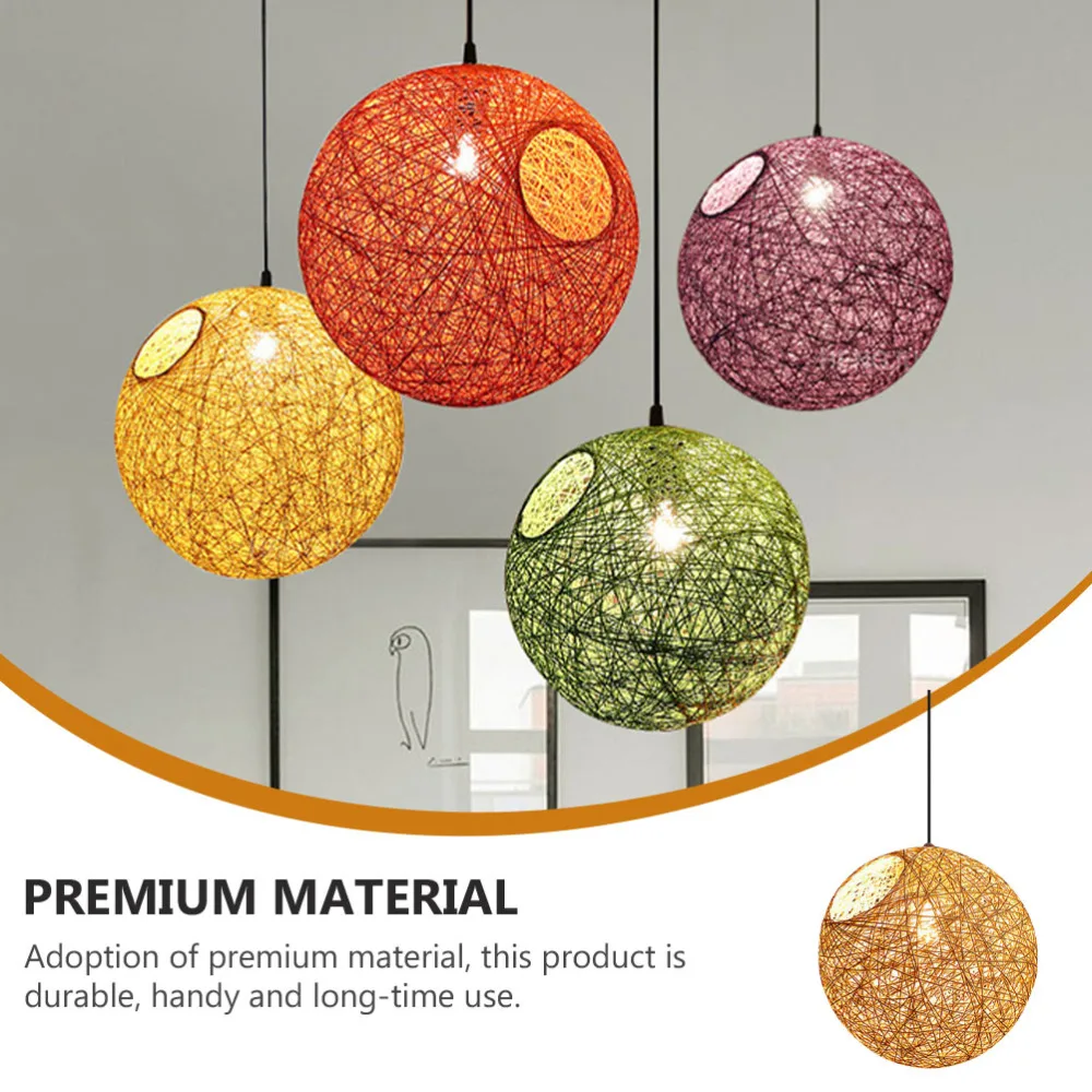 

1pc Rattan Art Chandelier Decorative Round Shaped Light Romantic Lamp for Home