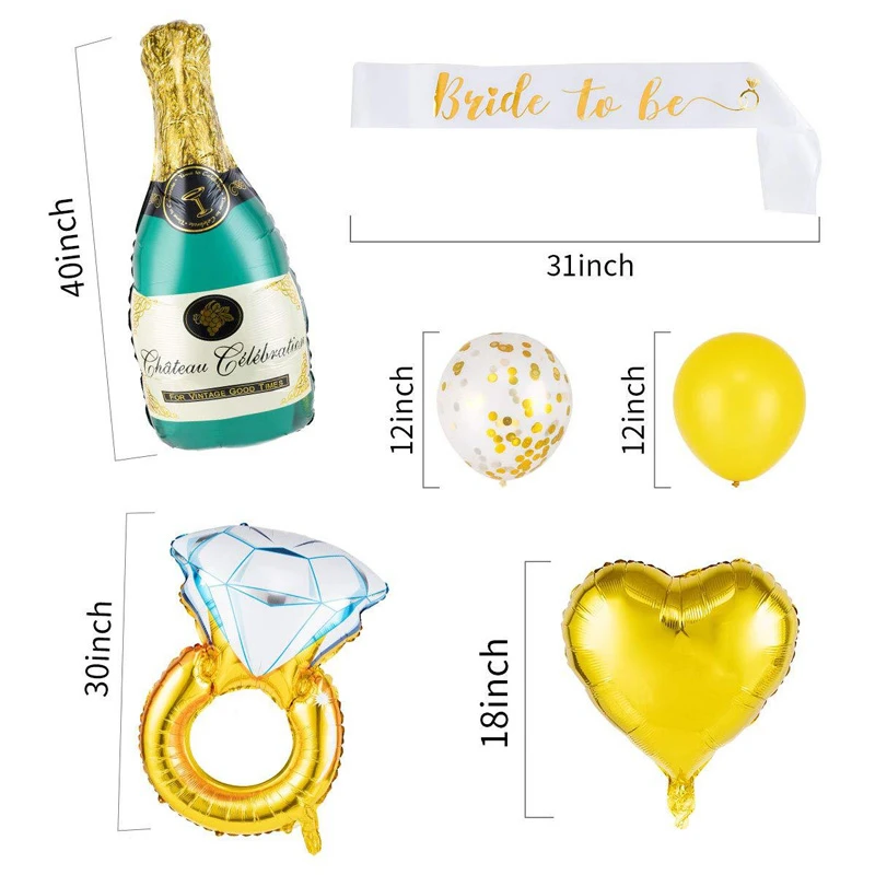 Набор украшений для мальчишника из фольги с золотыми буквами будущая Невеста