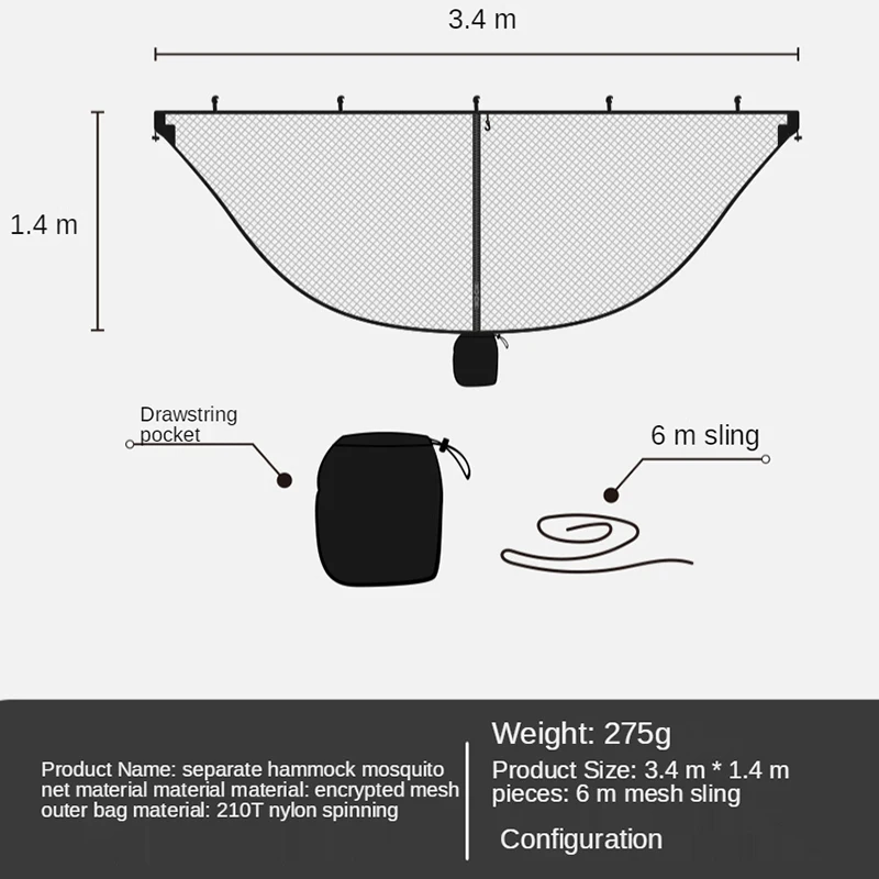 Легкий портативный гамак для кемпинга на молнии с двойными насечками | Спорт и