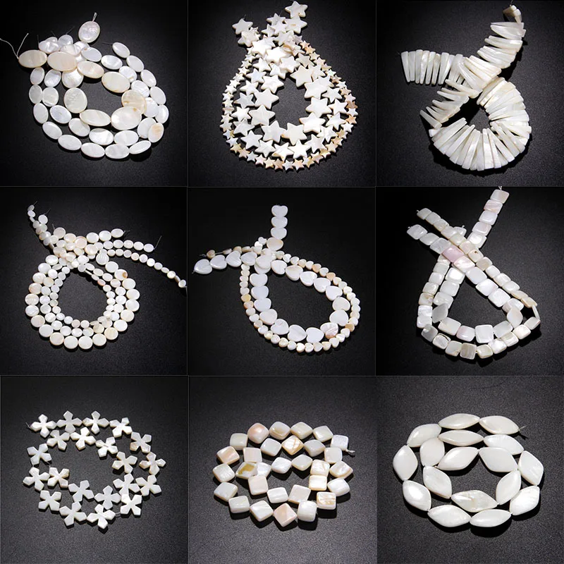 15 ''белый натуральный перламутровый корпус бусины просверленные Звезда Форма