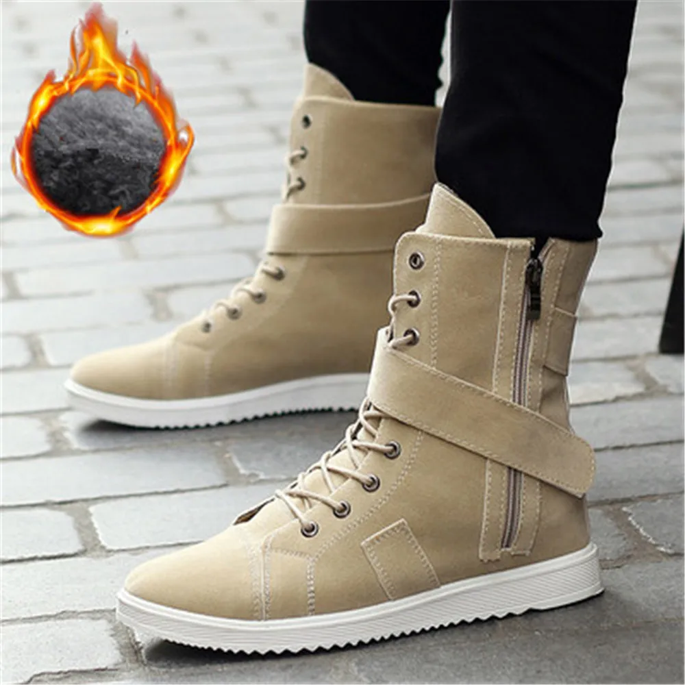 Осенние мужские кроссовки в британском стиле Высокие армейские ботинки Мужские