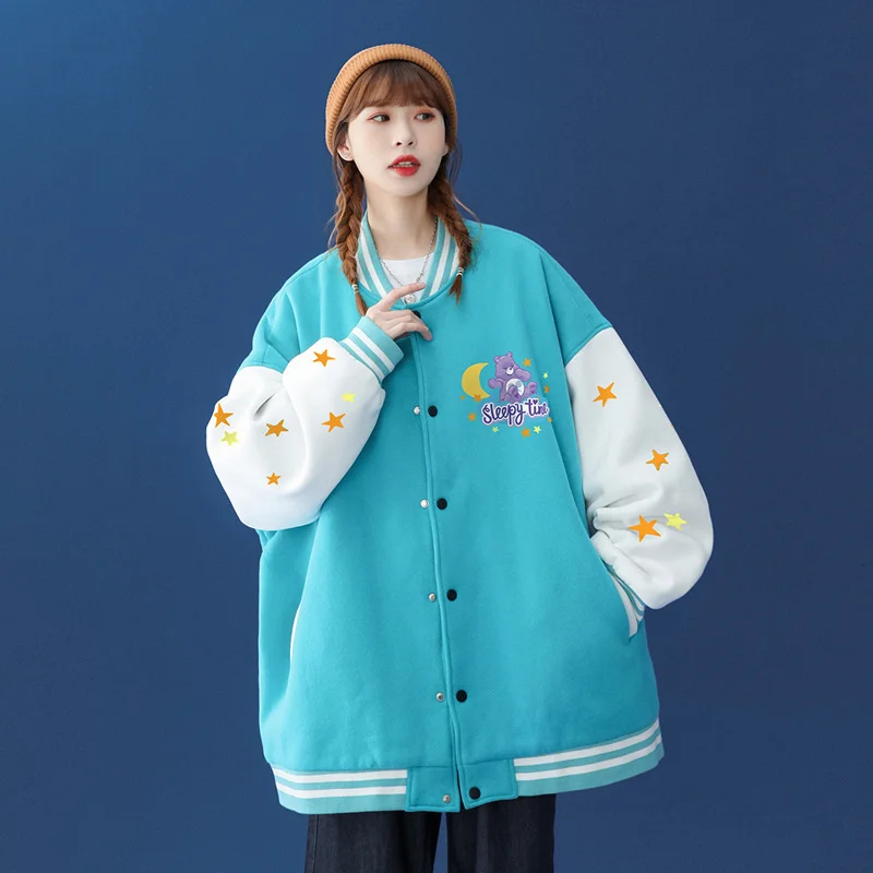 

Женская молочная бейсбольная куртка, зимняя Свободная блузка в стиле бойфренда без одежды, модная синяя куртка Ins