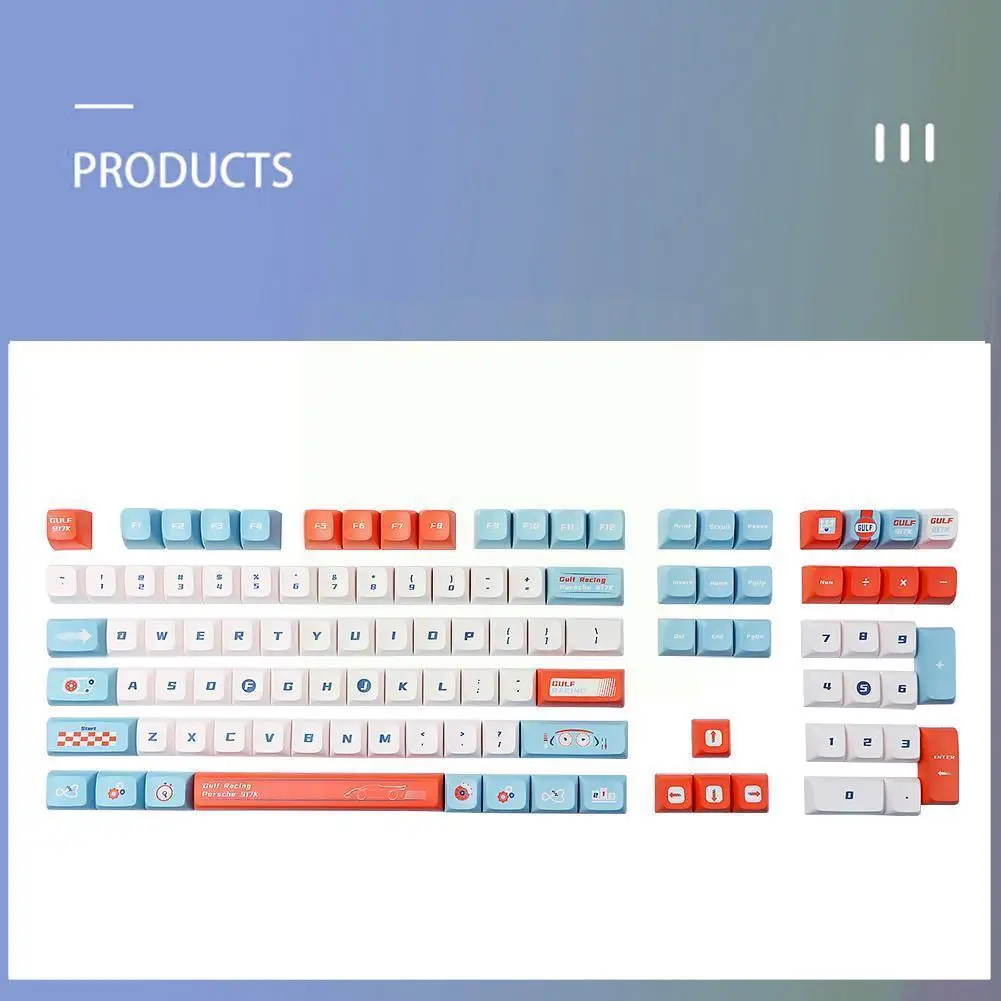 

140 Key Gulf Racing Keycap KDA Profile Dye Subb Keycaps Compatible Keyboard Mechanical A5E8