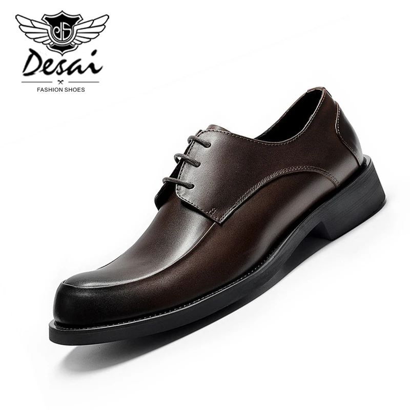 Мужские классические туфли из натуральной воловьей кожи с круглым носком на